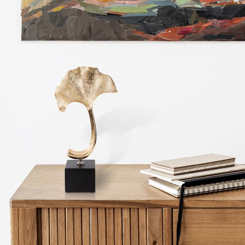 Gifu Golden Ginkgo Leaf Sculpture- Short