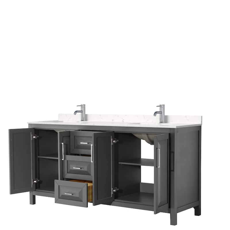Daria 72 Inch Double Vanity, Cultured Marble Top
