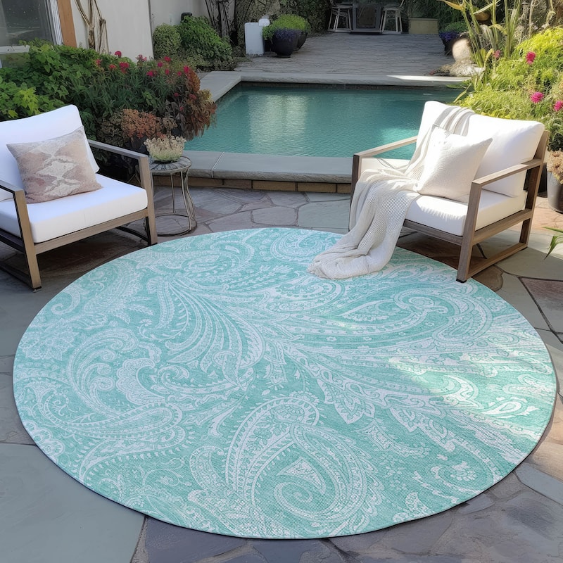 Machine Washable Indoor/ Outdoor Chantille Paisley Traditional Rug