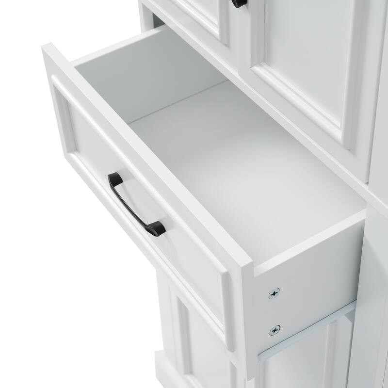 GDFStudio - Greystone 70.8"H Freestanding Bathroom Cabinet with Adjustable Shelves, 4 Soft Close Doors & Drawer
