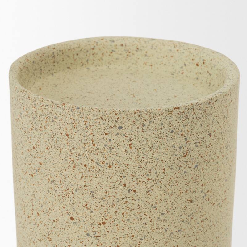 Akira Large Textured Beige Metal Pillar Candle Holder