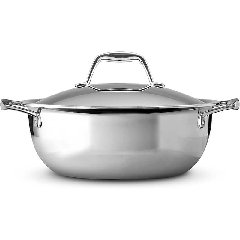Tramontina 4-Quart Gourmet Stainless Steel Induction-Ready Tri-Ply Clad Covered Universal Pan