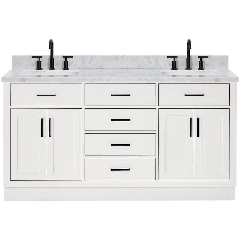 Ariel T067DCW2RVO Hepburn 67" Free Standing Double Rectangular Basin - White - Colored