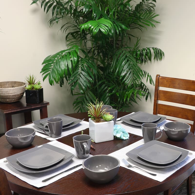 Soho Lounge 16-piece Square Grey Dinnerware Set (Service for 4)