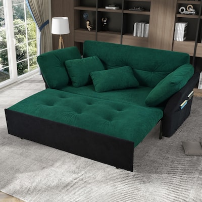 GDFStudio - Convertible Pull Out Sofa Bed Queen Size, 3-in-1 Convertible Sleeper Couch with Thickened Cushions and Side Storage