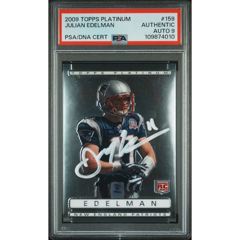 Julian Edleman 2009 Topps Platinum Rookie Card #159 Auto Graded PSA 9 109874010 - 8' x 11'