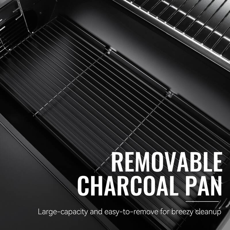 Royal Gourmet Charcoal Barrel Grill with Offset Smoker, Black