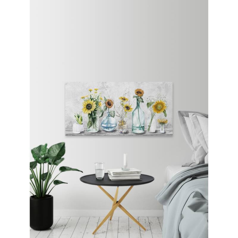 'Adorable Sunflowers' Painting Print on Wrapped Canvas