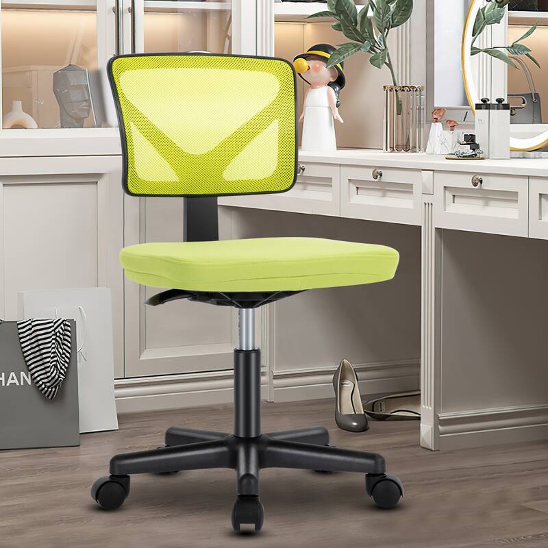 Compact Low Back Swivel Task Chair with Adjustable Height & Wheels - Green