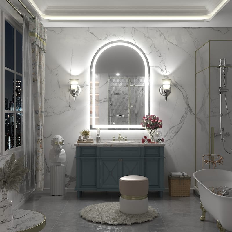 UL Certified Arched LED Anti-fog Tempered Glass Wall Bathroom Vanity Mirror