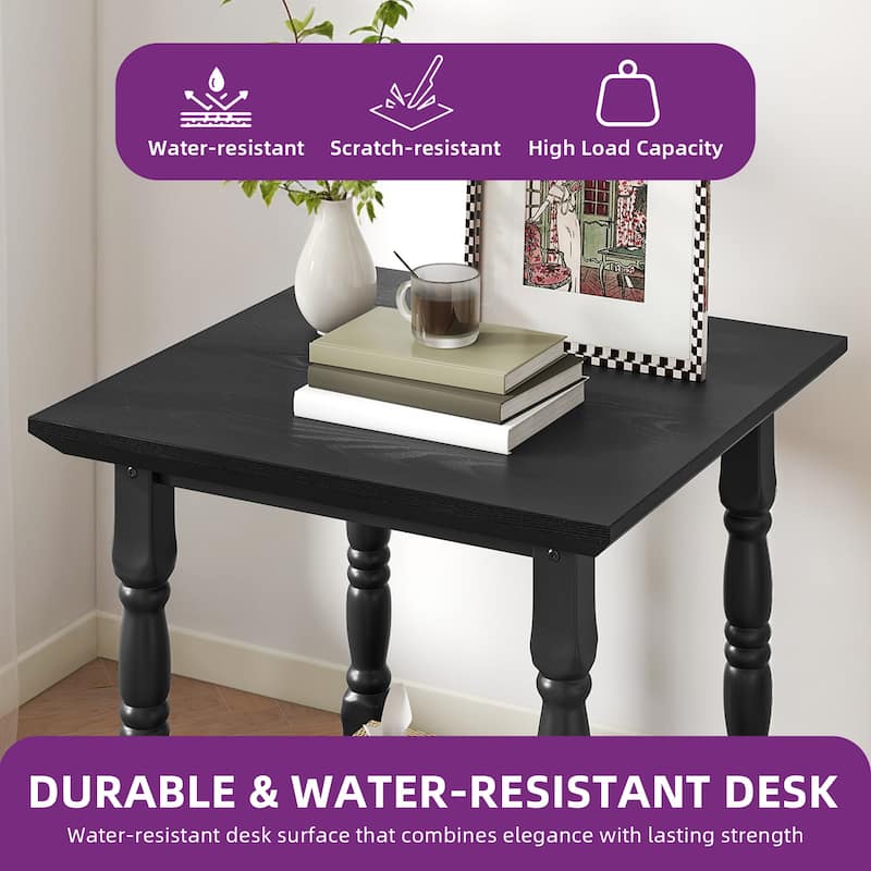 Moasis 2-Tier Wood Side Table with Storage Shelf for Living Room