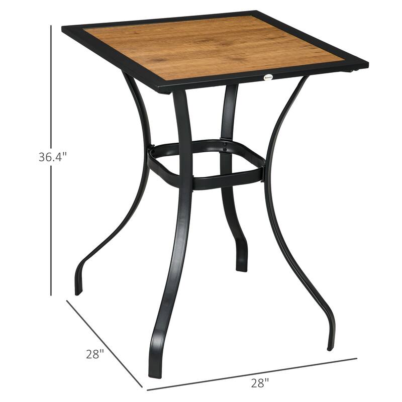 28" Outdoor Dining table, Faux Wood Patio Furniture, Square Wood-Like Garden table with Water Safe Design