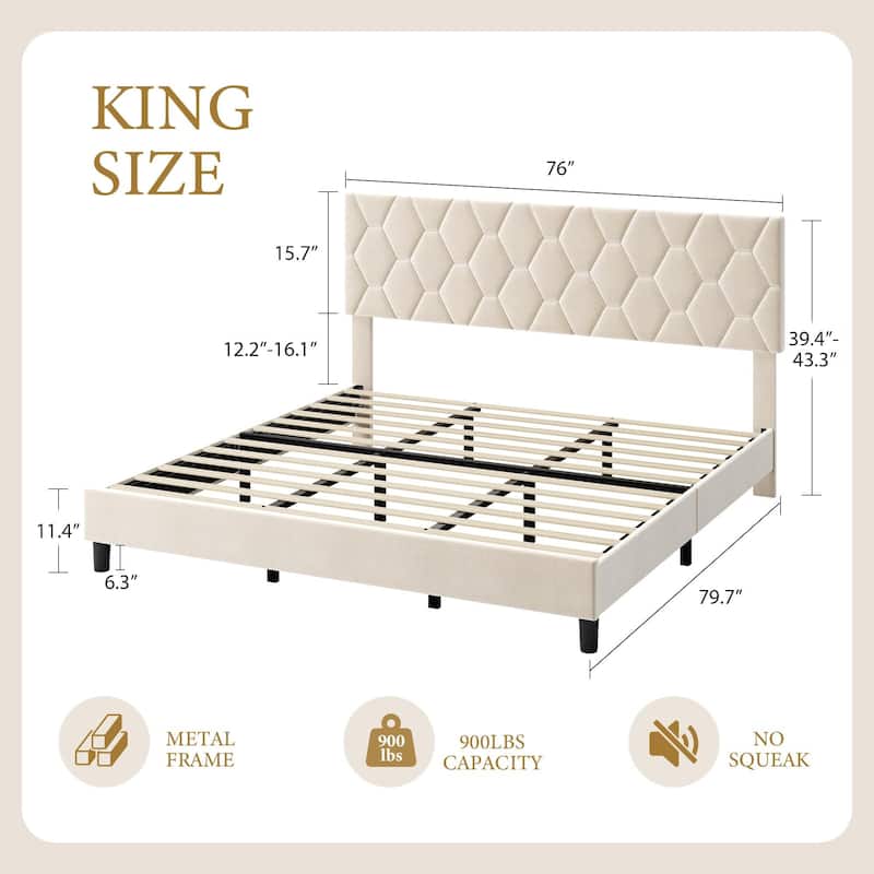 Heavy-Duty Full Platform Bed Frame with Strong Wood Slats