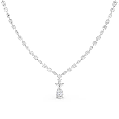 Auriya 14K Gold Lab Grown Alternating Diamond Lined Pear-Shaped Drop Necklace 19.80 ct. tw. (F-G VS)
