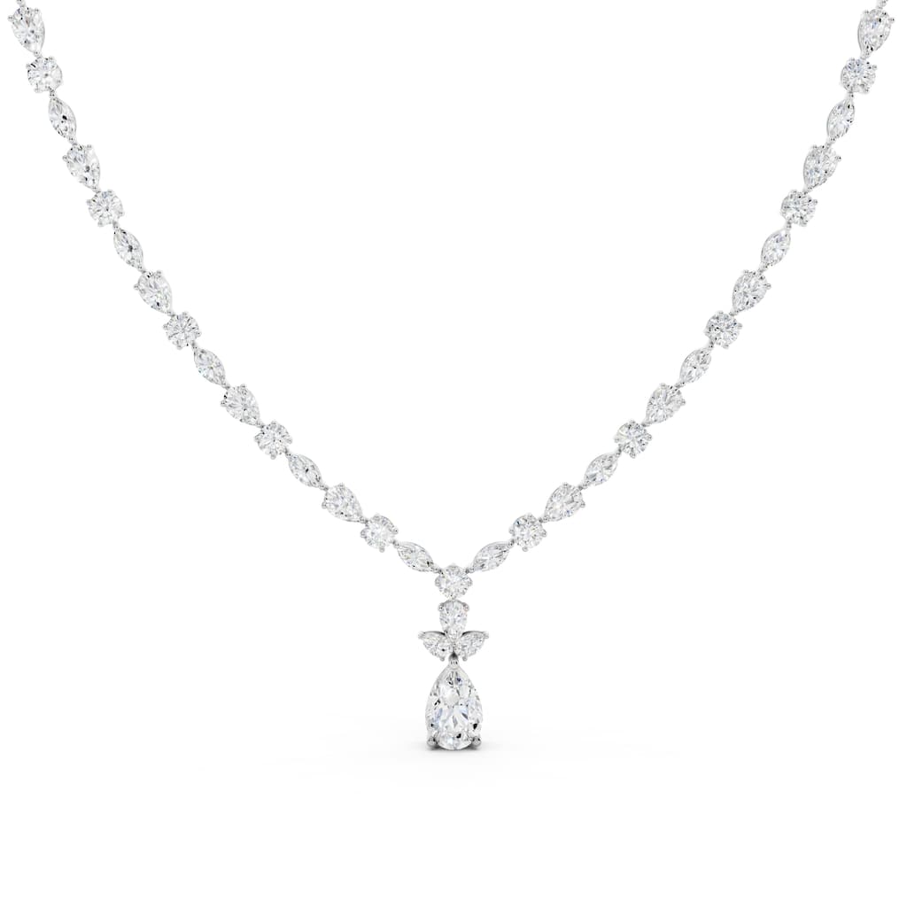 Auriya 14K Gold Lab Grown Alternating Diamond Lined Pear-Shaped Drop Necklace 19.80 ct. tw. (F-G VS)