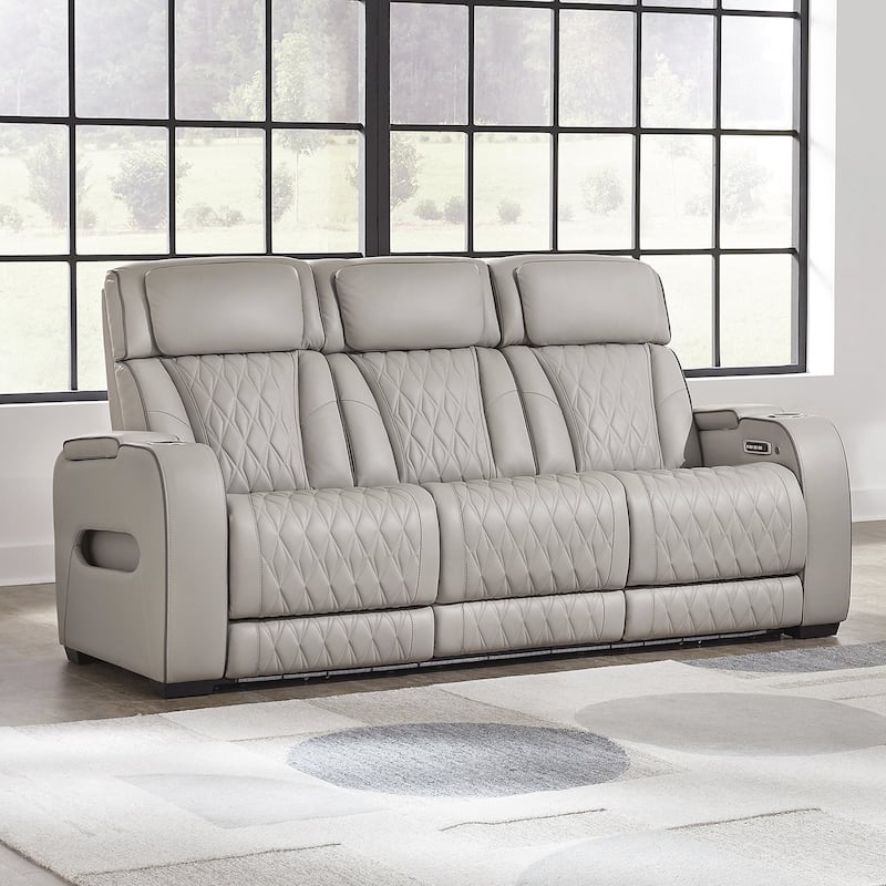 Signature Design by Ashley Boyington Gray Power Reclining Sofa - 86" W x 38.5" D x 44.5" H - 86" W x 38.5" D x 44.5" H - Grey