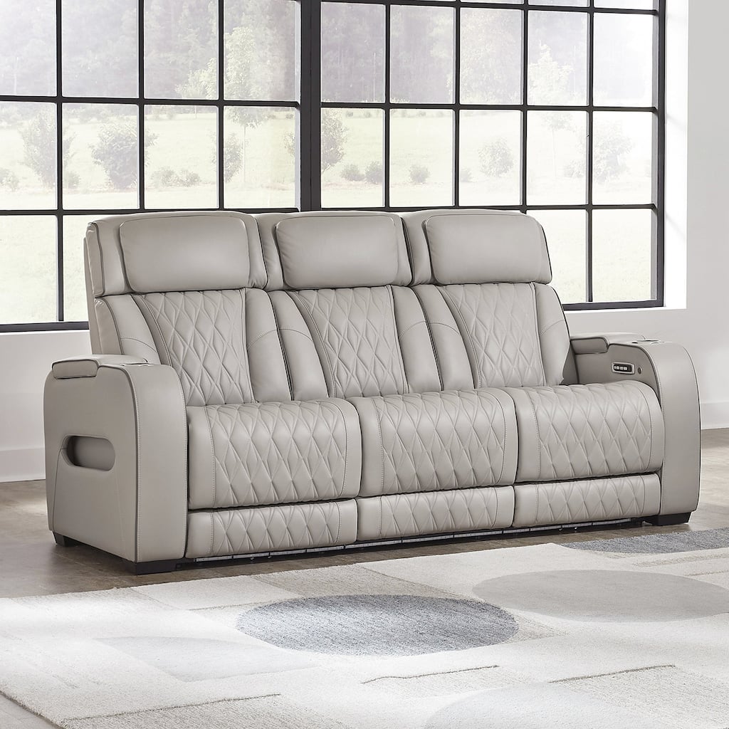 Signature Design by Ashley Boyington Gray Power Reclining Sofa - 86" W x 38.5" D x 44.5" H