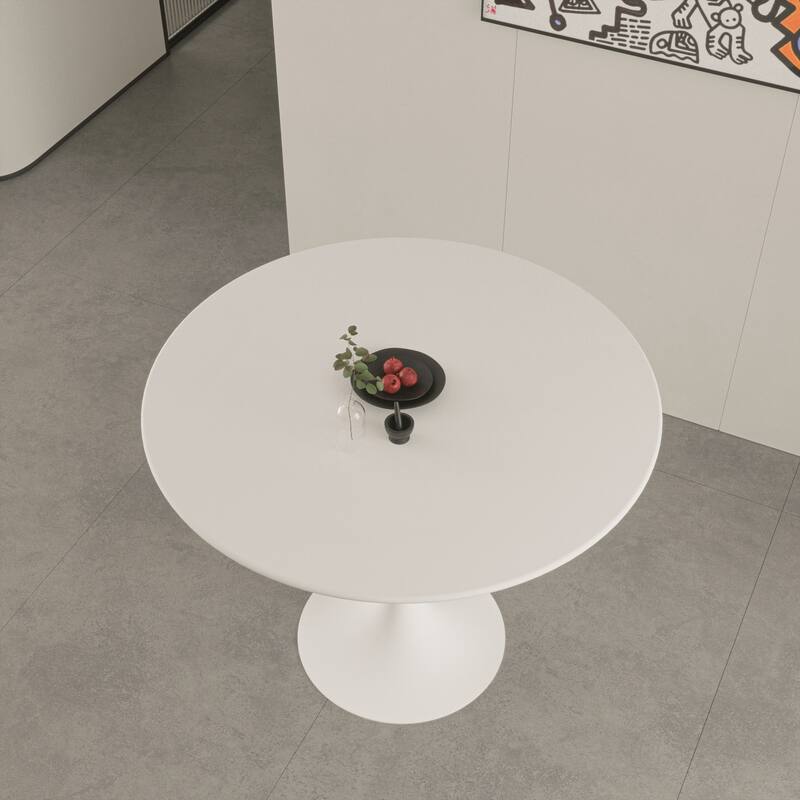 Round Dining Table, 31.5 Inch Tulip Dining Table with MDF Tabletop and Base, Mid-Century Coffee Table, Seats 2 to 4 People