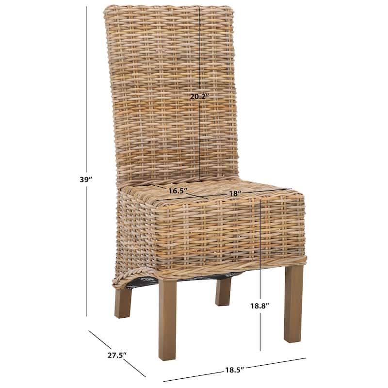 SAFAVIEH Candy Natural Wicker Dining Chair (Set of 2) - 19" W x 22" D x 41" H - 19Wx22Dx41H