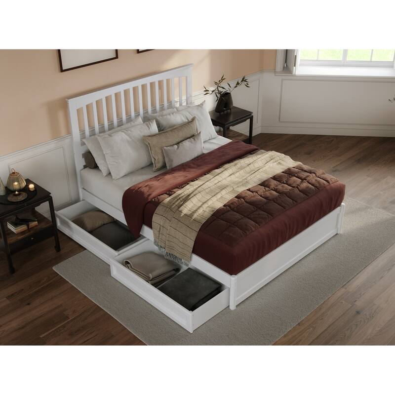 Everett Platform Bed with Panel Footboard and Storage Drawers