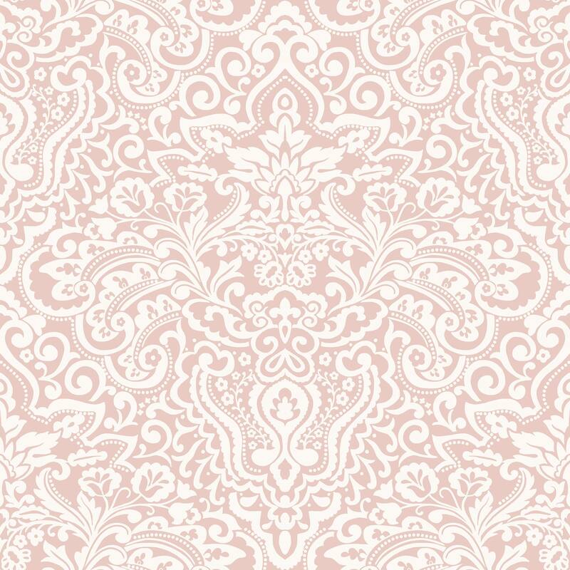 Galerie Wallcoverings Italian Classics 4 Collection Embossed Paisley Damask Vinyl on Non-woven Matte Wallpaper Roll - 33 feet x 21 inches - Pink