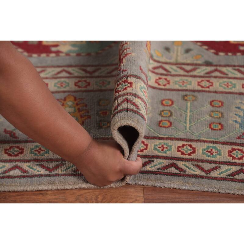 All-Over Geometric Kazak Oriental Area Rug Wool Carpet - 8'5" x 11'9"
