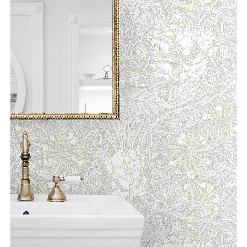 Seabrook Designs Ogee Flora Nonwoven Unpasted Wallpaper