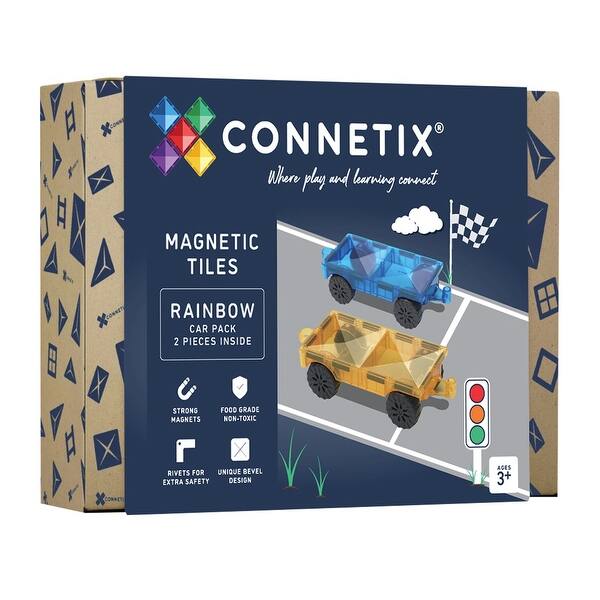 slide 2 of 7, Connetix Magnetic Tiles Rainbow Car Pack, 2 Pieces Rainbow - Kids