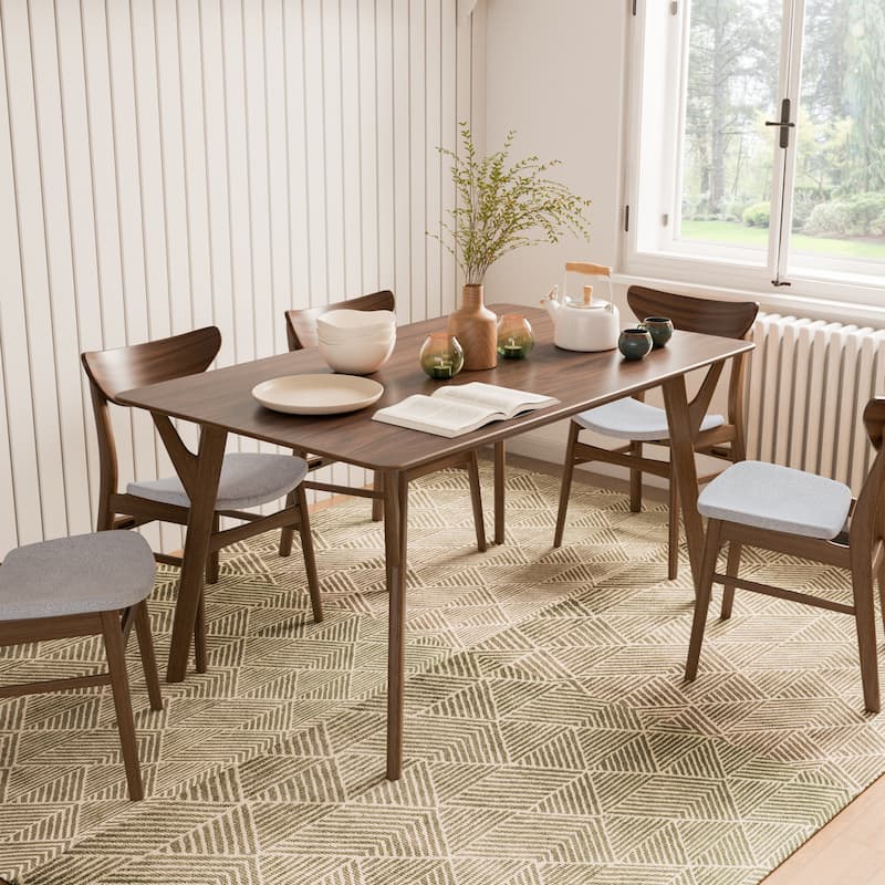 Furniture of America Beck Mid-century 5-Piece Wood Dining Table Set