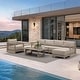 preview thumbnail 15 of 19, PURPLE LEAF Caesar Open-End Khaki Outdoor Couch with 9.6" Thick for Yard Porch Deck Patio Conversation Sets
