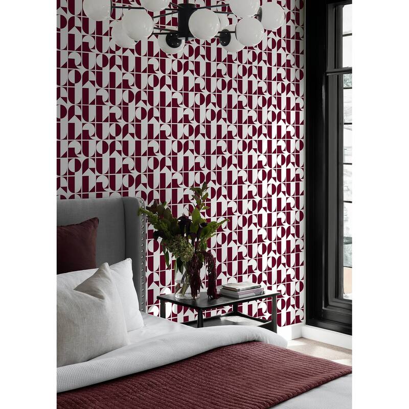 RuPaul RuDeco Oxblood Red Peel and Stick Wallpaper