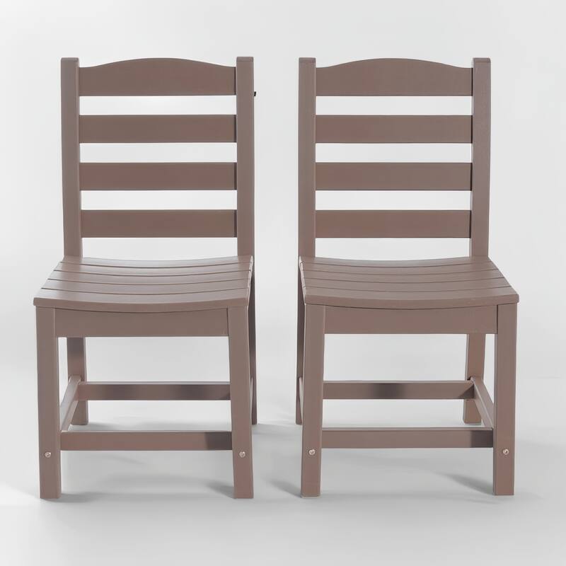 Armless Outdoor Chairs - HDPE Material Set of 2, Weather Resistant