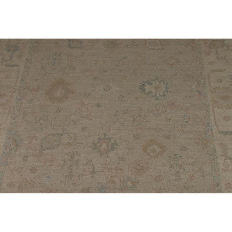 Vegetable Dye Oushak Turkish Area Rug Handmade Wool Carpet - 7'11" x 9'10"
