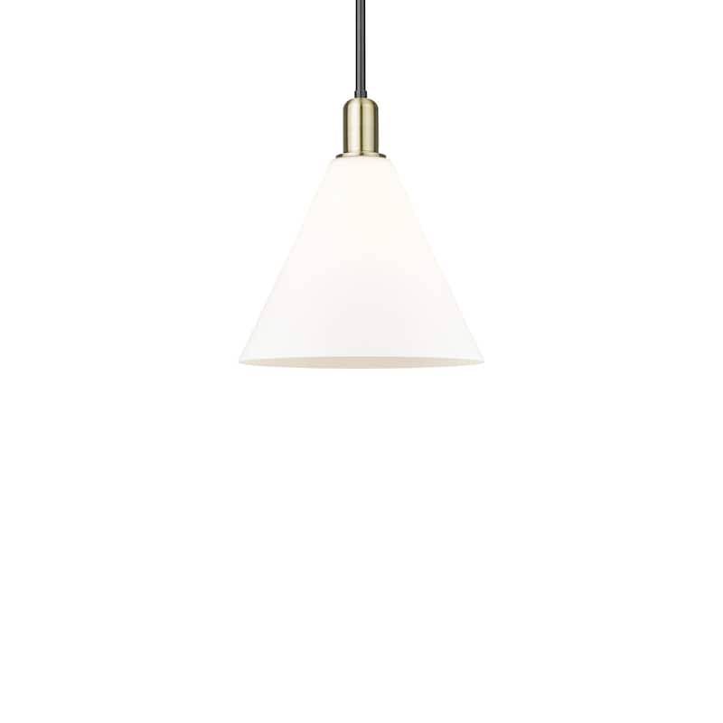 Innovations Lighting 716-1S-14-12 Berkshire Glass Pendant Berkshire - Black Antique Brass / Matte White