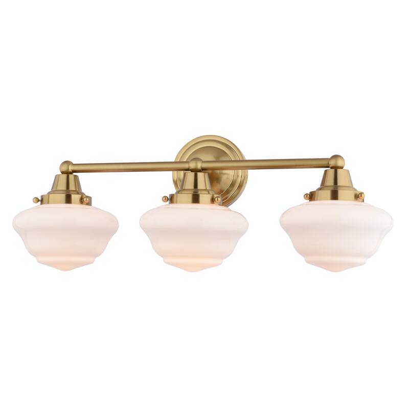 VAXCEL Eastgate Bathroom Vanity Wall Light Fixture, White Frosted Opal Glass Schoolhouse Shade, Dimmable, LED Compatible