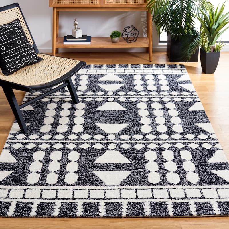 SAFAVIEH Handmade Capri Nasi Modern Wool Rug - 8' x 10' - Black/Ivory