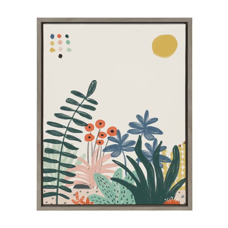 Kate and Laurel Sylvie Zen Garden 2 Framed Canvas by Kelly Knaga - 18x24 - Plastic - Grey