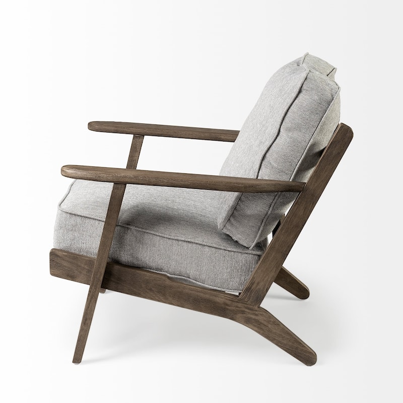 HomeRoots 31" Light Gray and Brown Fabric Lounge Chair - 31' X '32' X '28