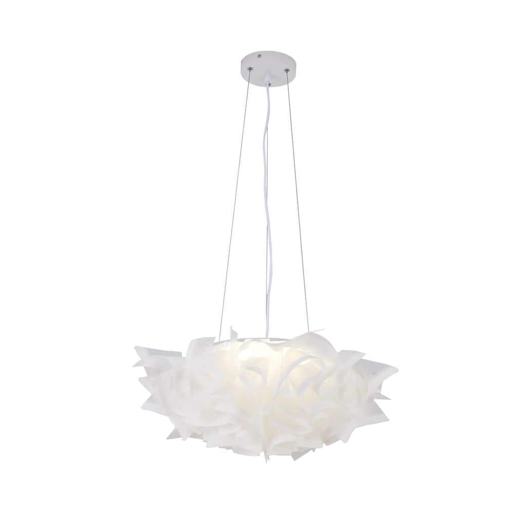 1-Light White Acrylic Cloud LED Chandelier with White Hardware