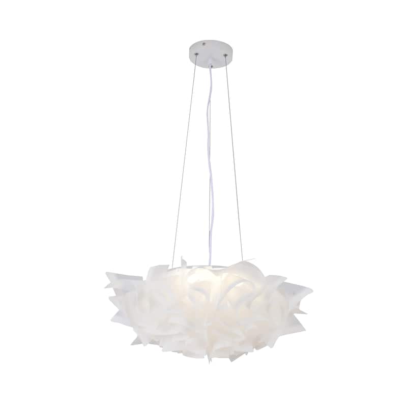 1-Light White Acrylic Cloud LED Chandelier with White Hardware