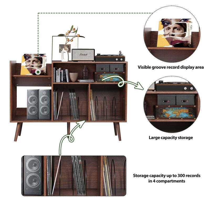 Large record player stand/record storage cabinet/CD cabinet