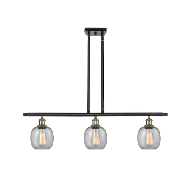 Innovations Lighting Belfast 3 Light 36" Wide Linear Chandelier - Black Antique Brass / Seedy