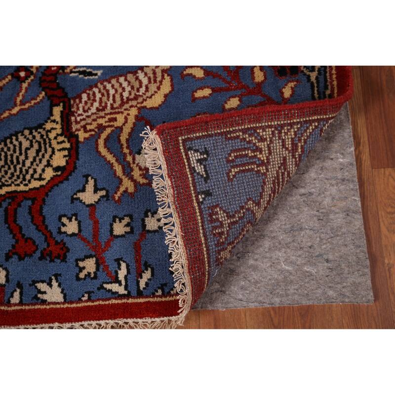 Animals Design Blue Ziegler Oriental Runner Rug Handmade Wool Carpet - 2'7"x 9'11"