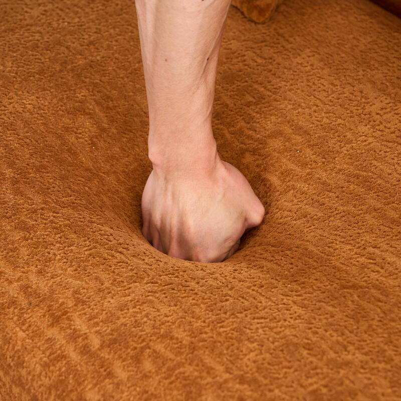 L-Shaped Sectional Sofa with Curved Chaise, Chenille Boneless Cloud Sofa, Modular 4-Seater Sofa with 4 Throw Pillows