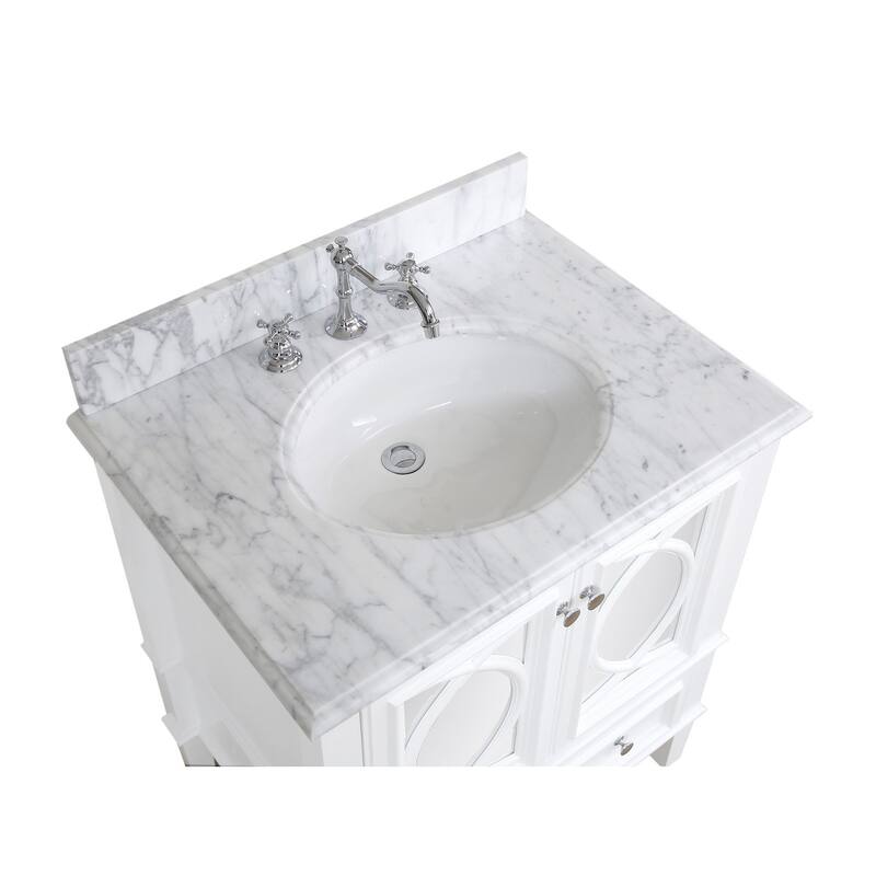 KitchenBathCollection Olivia 30" Bathroom Vanity with Carrara Marble Top