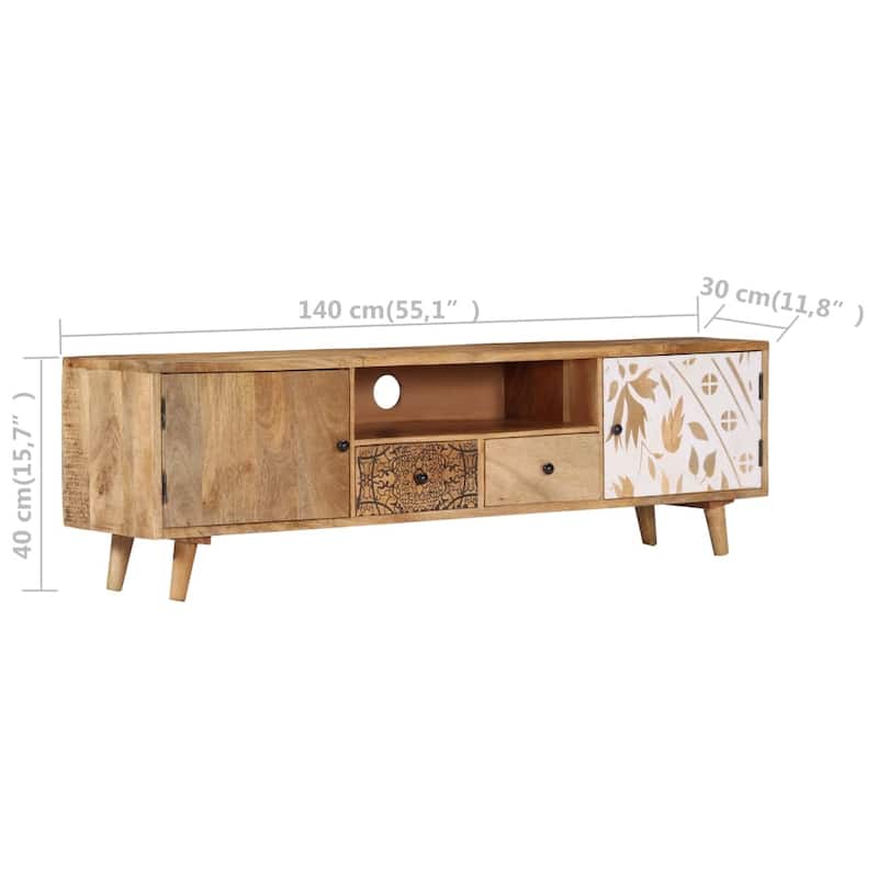 vidaXL TV Stand 55.1"x11.8"x15.7" Solid Wood Mango