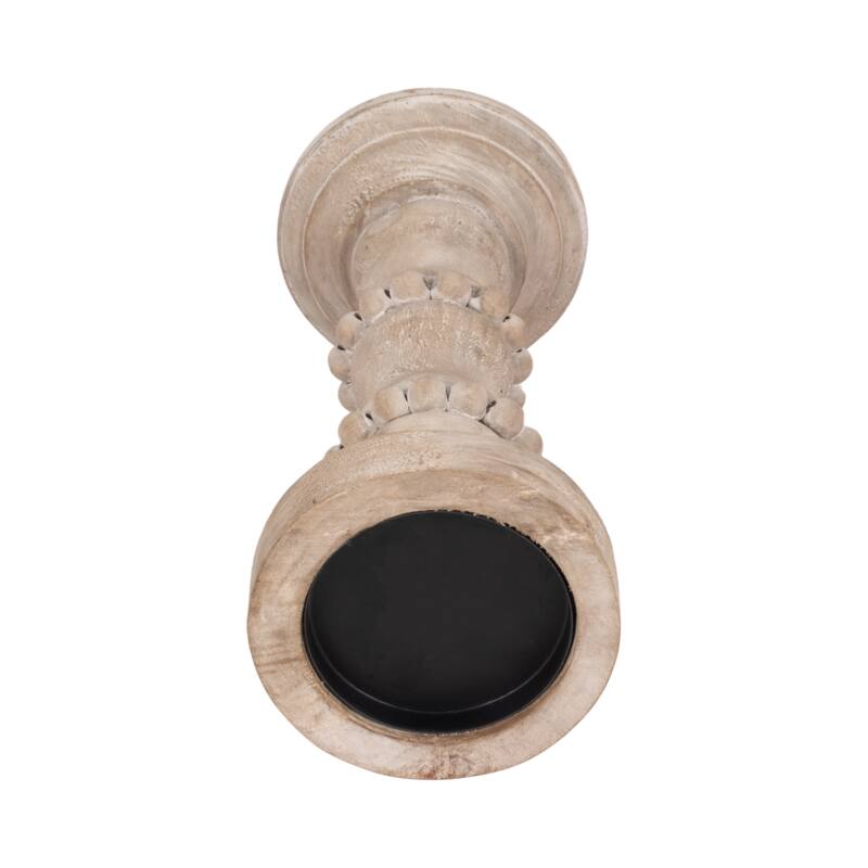 Sagebrook Home Artisanal Wood Pillar Candle Holders