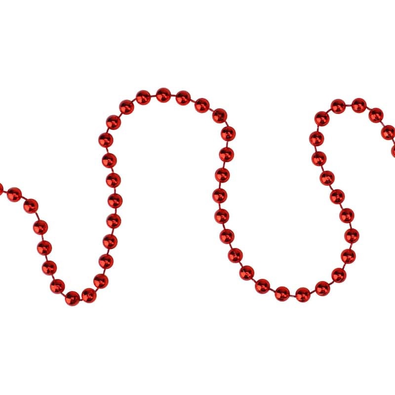 Shiny Metallic Faceted Beaded Christmas Garland - 15' x .25" - Red