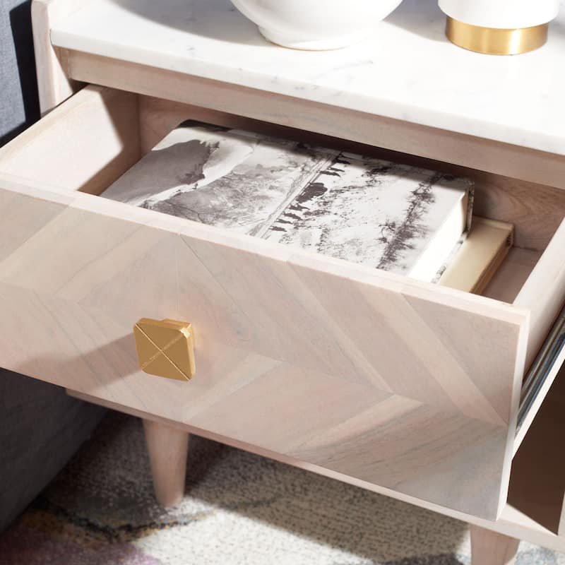 SAFAVIEH Alivia Parquet 1-Drawer 1-Shelf Nightstand