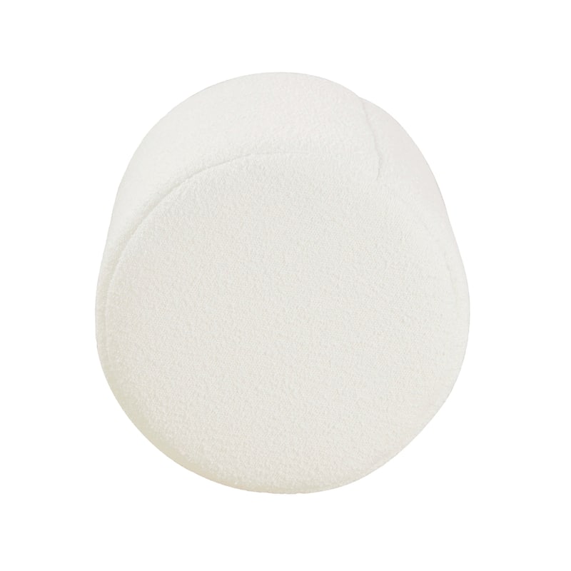 Sem Round Accent Ottoman, Cream White Chanel Stitched Boucle 18 Inch